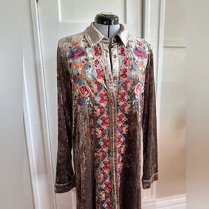 Velvet & Plaid Embroidered Duster